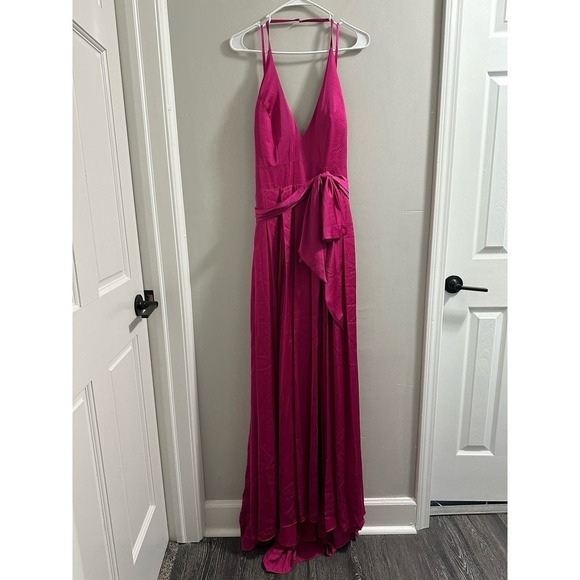 Ieena for Mac Duggal CHARMEUSE HALTER STRAP TIE WAIST … - Picture 2 of 9